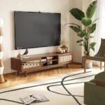 Mid Century Modern TV Stand with Smooth Sliding Doors and Functional Storage - Image 5