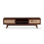 Mid Century Modern TV Stand with Smooth Sliding Doors and Functional Storage - Image 7