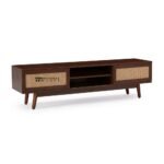 Mid Century Modern TV Stand with Smooth Sliding Doors and Functional Storage - Image 2