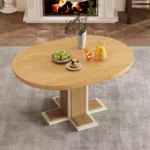 Extendable Solid Wood Round to Oval Dining Table with 16” Removable Leaf - Image 5