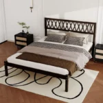 Solid Wood Platform Bed Frame with Upholstered Headboard - Image 5