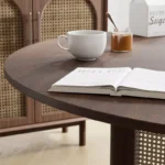 Rattan Style Round Dining Table for 4–6 People – Wooden Pedestal Base - Image 4