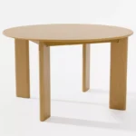 PexFix 52" Solid Wood Round Farmhouse Dining Table for 6 – Natural Yellow Wood Finish - Image 4