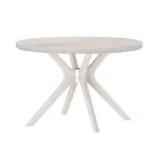 Plank + Beam Verso 47" Solid Wood Round Dining Table for 4 – Multicolor Top with White 4-Leg Base - Image 3