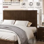 Vertical Grain Solid Wood Bed Frame with Headboard & Spindle Wood Legs - Image 4