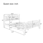 Traditional Style Solid Wood Bed Frame with Upholstered Tufted Headboard - Image 6