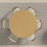 Solid Wood Round Dining Table for 4–6 People with Arc-Shaped Edge & Textured Pedestal - Image 4