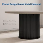 Round Wooden Dining Table with Metal Pedestal Base – Black Finish - Image 7