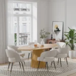 Solid Wood Oval Dining Table for 6 – Pedestal Base, Brown Finish - Image 7