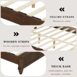 Vertical Grain Solid Wood Bed Frame with Headboard & Spindle Wood Legs - Image 5