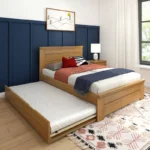 Full Size Bed Frame with Trundle – Solid Wood Platform Bed
