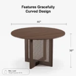 Rattan Style Round Dining Table for 4–6 People – Wooden Pedestal Base - Image 3