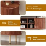 Wood Media Console Table with Storage and Sliding Doors – TV Stand for Up to 80-Inch TVs - Image 5