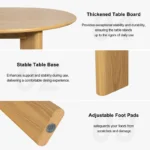 PexFix 52" Solid Wood Round Farmhouse Dining Table for 6 – Natural Yellow Wood Finish - Image 7