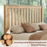 Solid Wood Bed with Grille Headboard – Platform Bed - Image 3