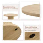 47.2" Round Solid Wood Dining Table for 4–6 with Double-Layer Storage Base – Brown Finish - Image 2