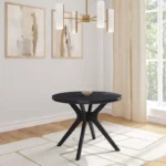 Plank + Beam Verso 38" Solid Wood Round Dining Table for 2 – Multicolor Top with Black 4-Leg Base