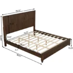 Vertical Grain Solid Wood Bed Frame with Headboard & Spindle Wood Legs - Image 2