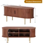 Wood Media Console Table with Storage and Sliding Doors – TV Stand for Up to 80-Inch TVs - Image 7