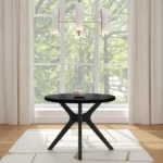 Plank + Beam Verso 38" Solid Wood Round Dining Table for 2 – Multicolor Top with Black 4-Leg Base - Image 3