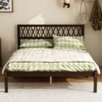 Solid Wood Platform Bed Frame with Upholstered Headboard - Image 3