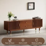 Mid-Century Modern TV Stand – 70.9-Inch Media Console with Metal Hardware - Image 6