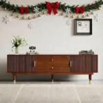 Mid-Century Modern TV Stand – 70.9-Inch Media Console with Metal Hardware