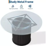 Round Wooden Dining Table with Metal Pedestal Base – Black Finish - Image 6