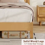 Solid Wood Bed with Grille Headboard – Platform Bed - Image 5