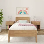 Solid Wood Classic Platform Bed with Panel Headboard for Kids - Image 4