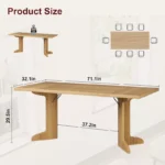 Modern Rectangular Dining Table for 6–8 People with Unique Wooden Legs - Image 4