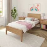 Solid Wood Classic Platform Bed with Panel Headboard for Kids