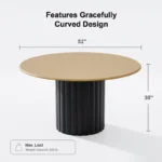 Solid Wood Round Dining Table for 4–6 People with Arc-Shaped Edge & Textured Pedestal - Image 3