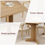 Modern Rectangular Dining Table for 6–8 People with Unique Wooden Legs - Image 2