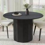PexFix 46" Round Solid Wood Dining Table for 4 – Black Pedestal Base - Image 2