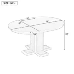 Extendable Solid Wood Round to Oval Dining Table with 16” Removable Leaf - Image 8
