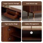 Mid-Century Modern TV Stand – 70.9-Inch Media Console with Metal Hardware - Image 5