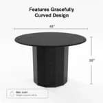 PexFix 46" Round Solid Wood Dining Table for 4 – Black Pedestal Base - Image 5