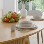 Solid Wood Oval Dining Table for 6 – Pedestal Base, Brown Finish - Image 5