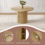 47.2" Round Solid Wood Dining Table for 4–6 with Double-Layer Storage Base – Brown Finish - Image 4