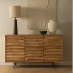 Ridged 3-Door Solid Wood Sideboard