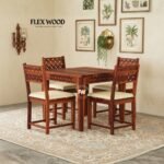 Cambery solid wood Dining Table with chair for dining room(honey finish)