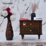 Wooden Bedside Table for Bedroom(walnut finish)