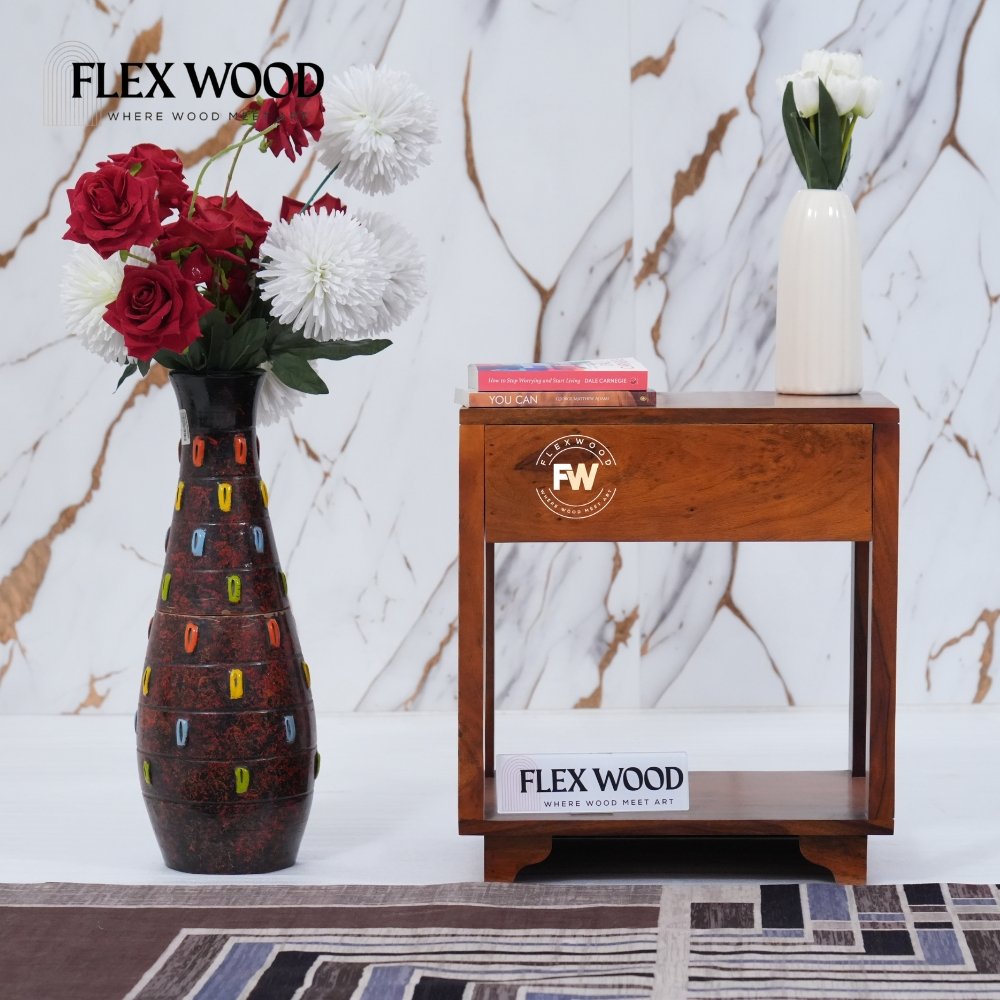 1 Modern Bedside Table (honey finish) - Image 1