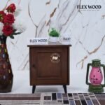 Wooden Moto Bedside Table (Teak finish)