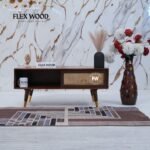 Wooden Rattan Cane Coffee Table(Teak finish)