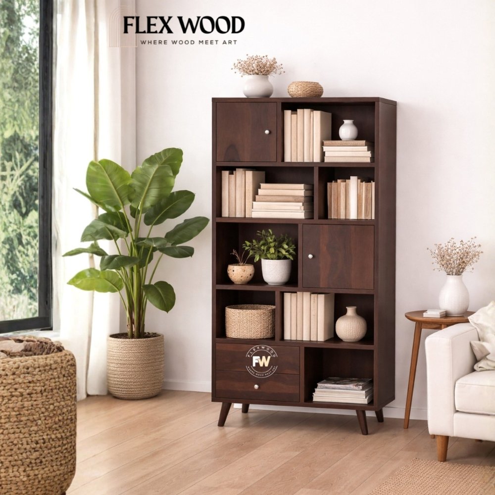 1 Carbo sheesam wood bookshlef(walnut finish) - Image 1