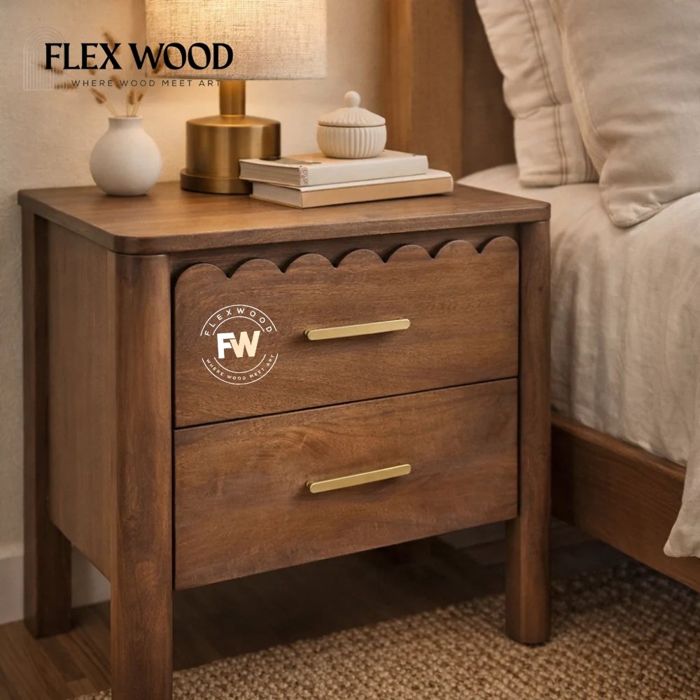 1 Lotus solid mango Bedside Table(teak finish) - Image 1