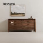 Lotus solid mango wood sideboard to six drawer (teak finish)