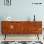 Solid Wood Three Drawer Two Door Sideboard